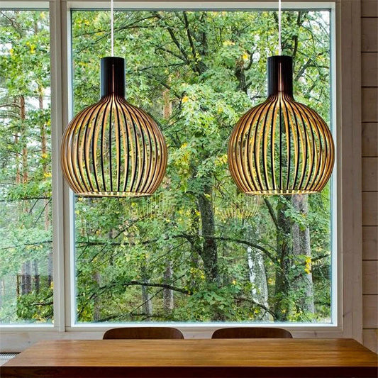Wooden Hanging Pendant Lamp - b11house Wood Pendant Light
